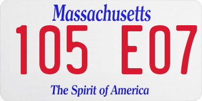 MA license plate 105EO7