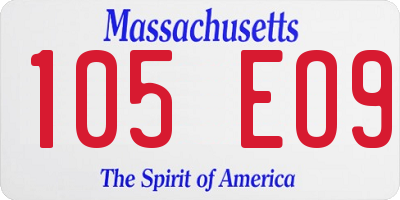 MA license plate 105EO9