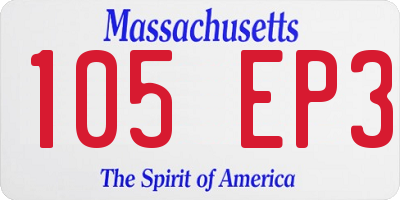 MA license plate 105EP3
