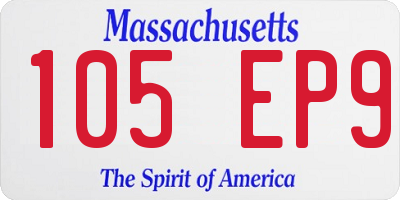 MA license plate 105EP9