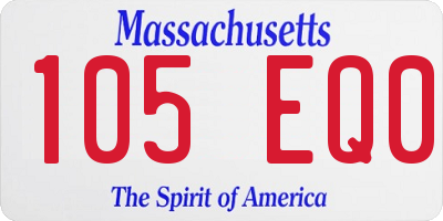 MA license plate 105EQ0