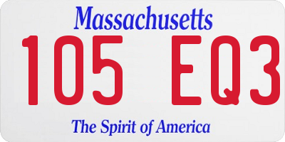 MA license plate 105EQ3