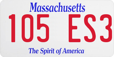 MA license plate 105ES3