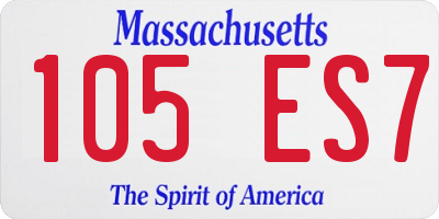 MA license plate 105ES7