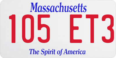 MA license plate 105ET3