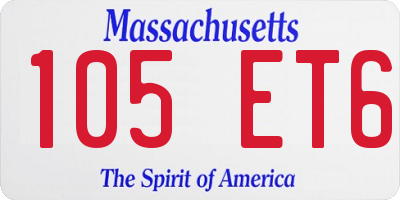 MA license plate 105ET6