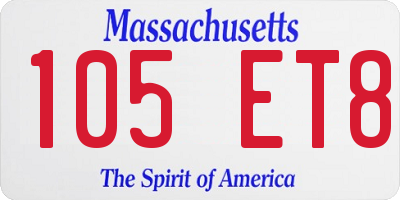 MA license plate 105ET8
