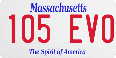 MA license plate 105EV0