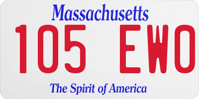 MA license plate 105EW0