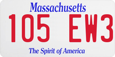 MA license plate 105EW3