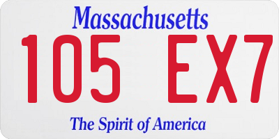 MA license plate 105EX7