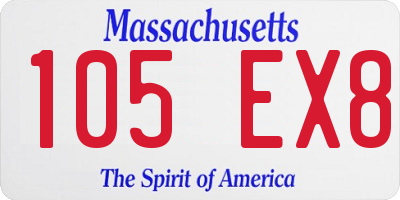 MA license plate 105EX8