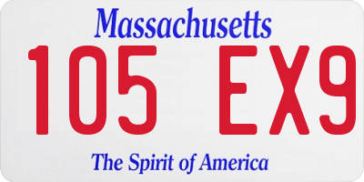 MA license plate 105EX9
