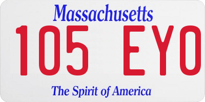 MA license plate 105EY0