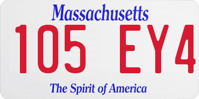 MA license plate 105EY4