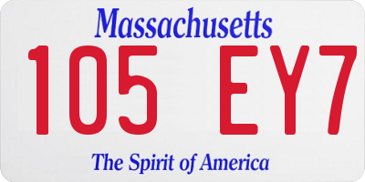 MA license plate 105EY7