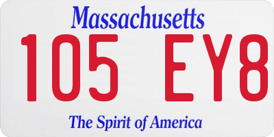MA license plate 105EY8