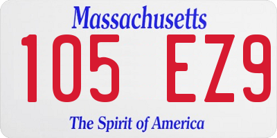 MA license plate 105EZ9