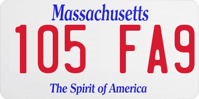 MA license plate 105FA9