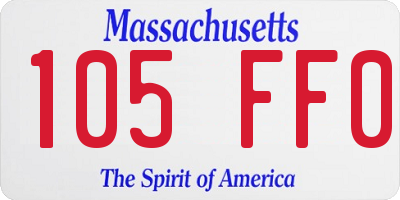 MA license plate 105FF0