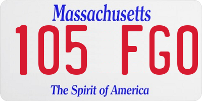 MA license plate 105FG0