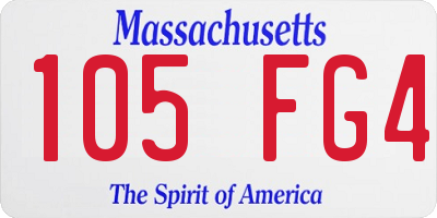 MA license plate 105FG4