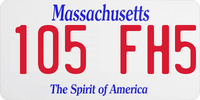 MA license plate 105FH5