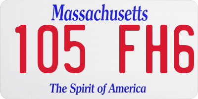 MA license plate 105FH6