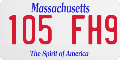 MA license plate 105FH9