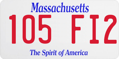 MA license plate 105FI2