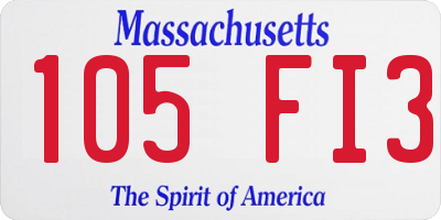 MA license plate 105FI3