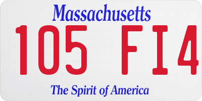 MA license plate 105FI4