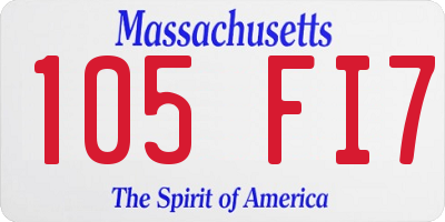 MA license plate 105FI7