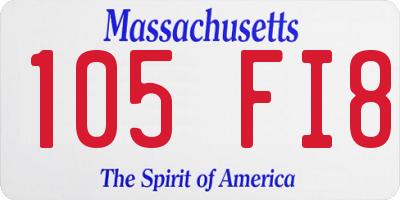 MA license plate 105FI8