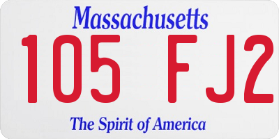 MA license plate 105FJ2