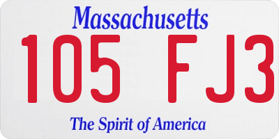 MA license plate 105FJ3