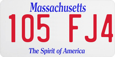 MA license plate 105FJ4