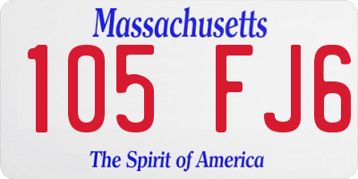 MA license plate 105FJ6