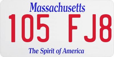 MA license plate 105FJ8