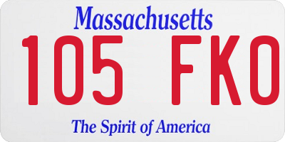 MA license plate 105FK0