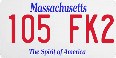 MA license plate 105FK2