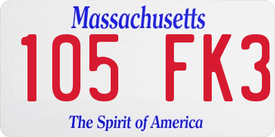 MA license plate 105FK3