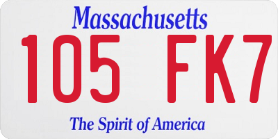 MA license plate 105FK7