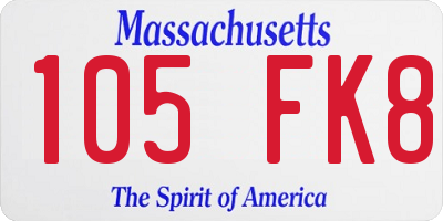 MA license plate 105FK8