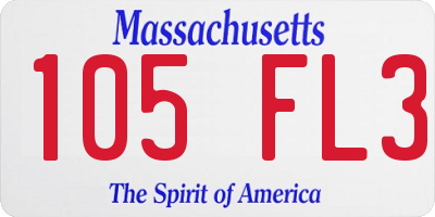 MA license plate 105FL3