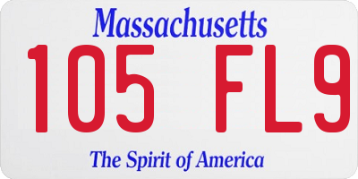 MA license plate 105FL9