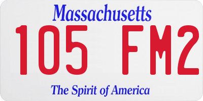 MA license plate 105FM2