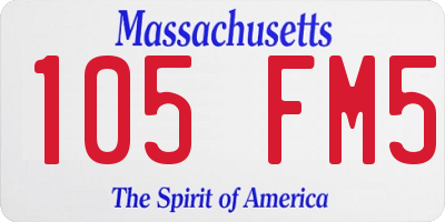 MA license plate 105FM5
