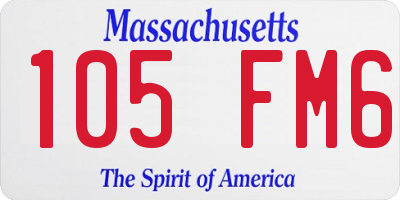 MA license plate 105FM6