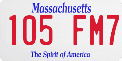 MA license plate 105FM7